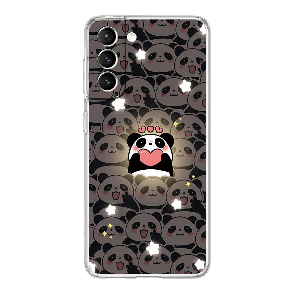 Cute Panda Climbing Bamboo Phone Case For Samsung Galaxy S24 S23 S22 S20 Ultra S21 FE 5G S10 S9 Plus S10E S8 Soft Clear Cover