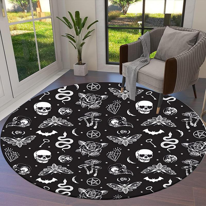 1pc Office Carpet Chair Mats Gothic Symbols Circular Pattern Perfect for Decorating Office Chairs, Living Rooms, Or Bedrooms.YDT196