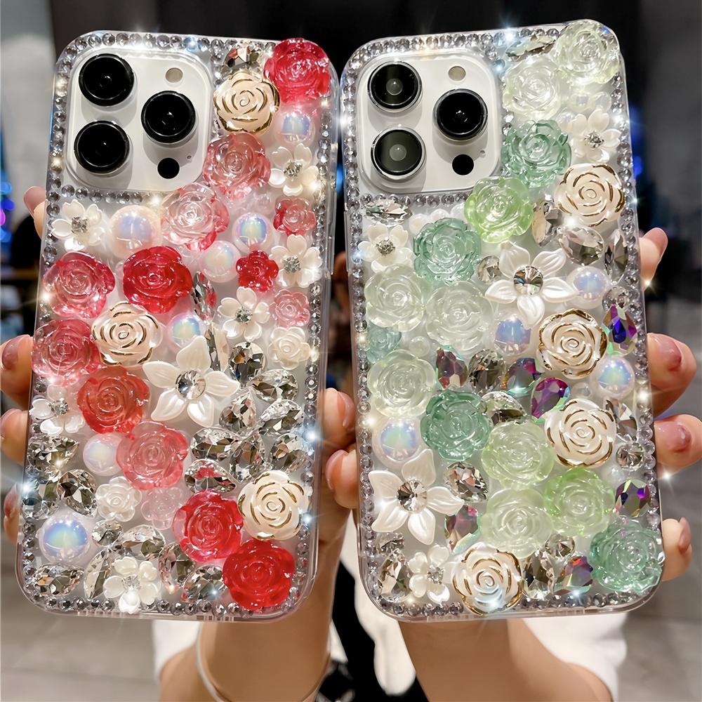 Glitter Bling 3D Floral Phone Case For XiaoMi Poco X7 Pro 5G X6 X5 X4 X3 Rhinestone Rose Flower Crystal Cover