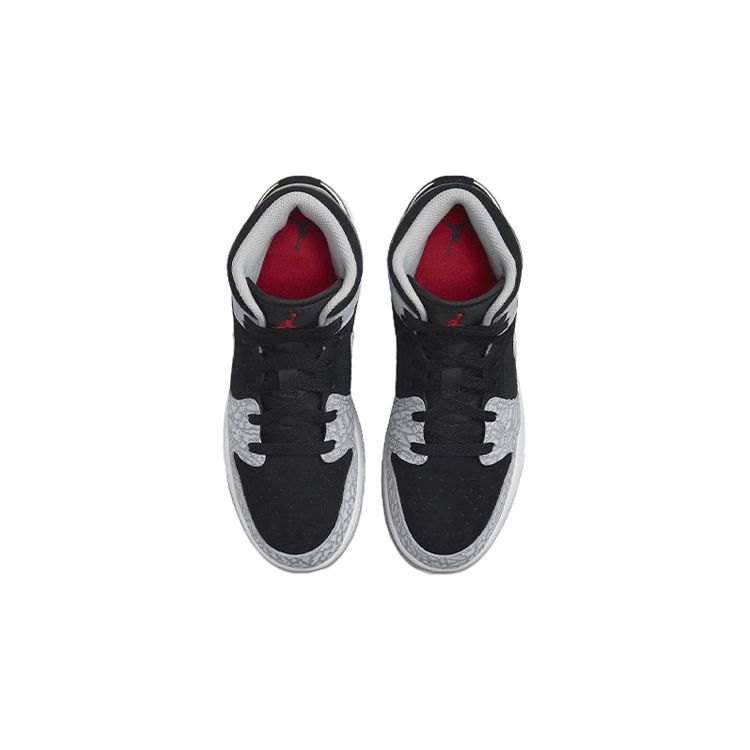 Air Jordan 1 Mid SE GS Elephant Toe Kids Sneakers Grey Black White DM6216-016