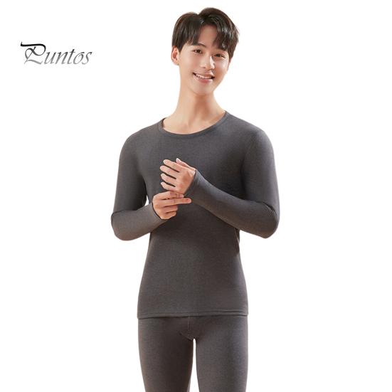 2 Pcs/Set Winter Thermal Clothing Set Round Neck Seamless Long Sleeve Warm Thick Plush Slim Fit Elastic Lady Cold Weather Pajamas Set Homewear