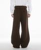 Fanshow (Setup) Pocket Hooded Zipup + Leather Belt Wide Pants- Brown