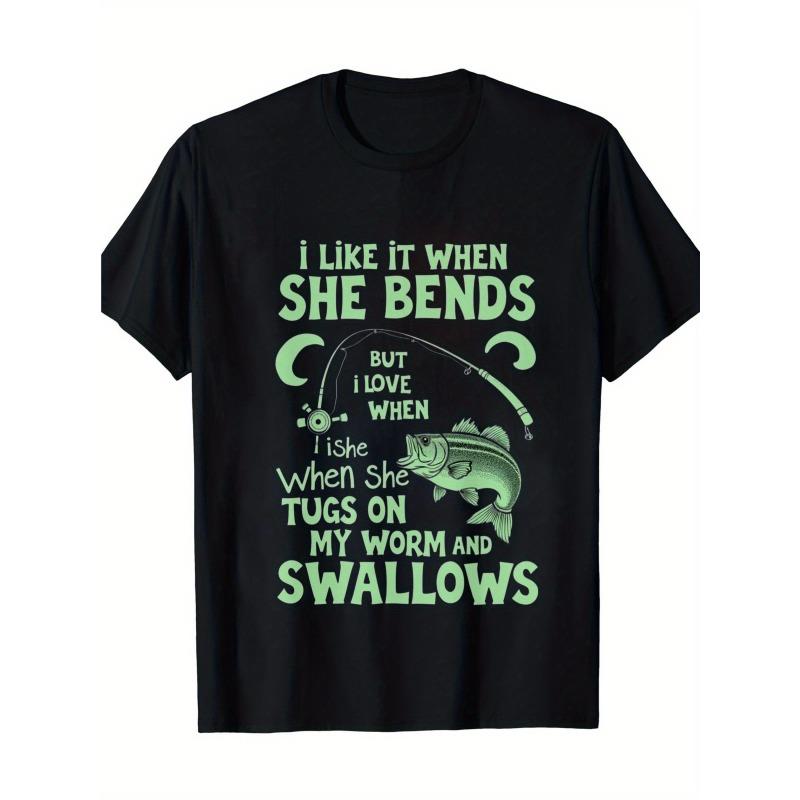 Men s  I Love Her Fishing  Funny Vintage Graphic Casual Crew Neck Fishing Tee S чёрный