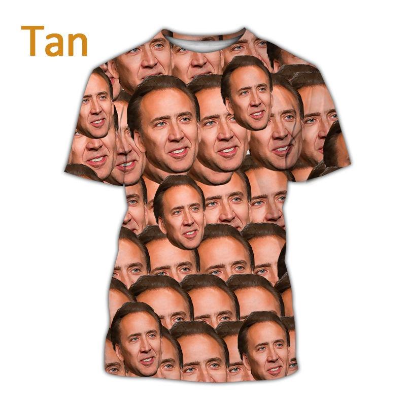 Attore Pop Nicolas Cage T-shirt Stampata 3D Divertente Tendenza Girocollo Manica Corta Top Moda Estiva Personalità Maschile Tendenza Streetwear