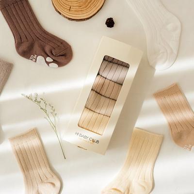 Hi Baby Club 6 Types of Long Ribbed Socks for Infants + Gift Packaging Set, Korean Baby Products