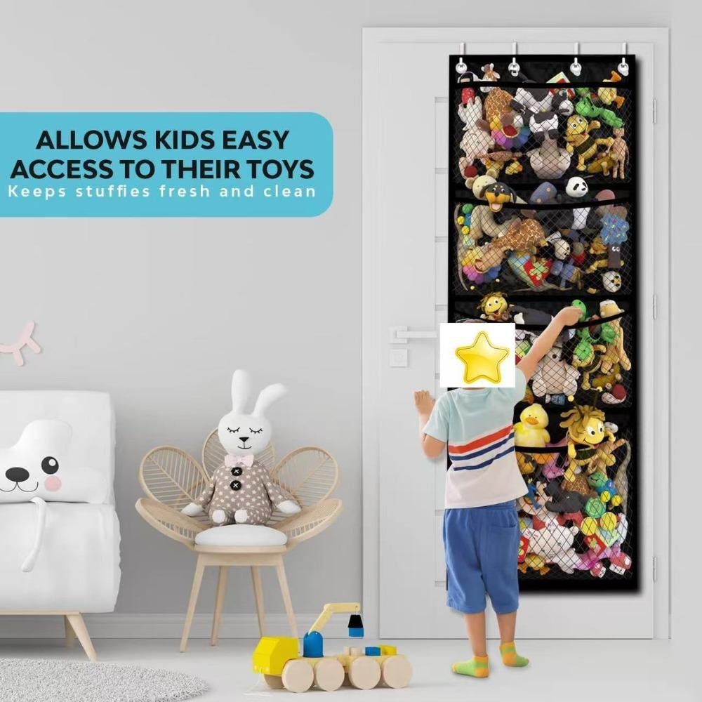 New Large Size Wall-Mounted Storage Bag Mesh 4-Layers Toy Organizer Hanging Design Hanging Bag Kid's Dolls