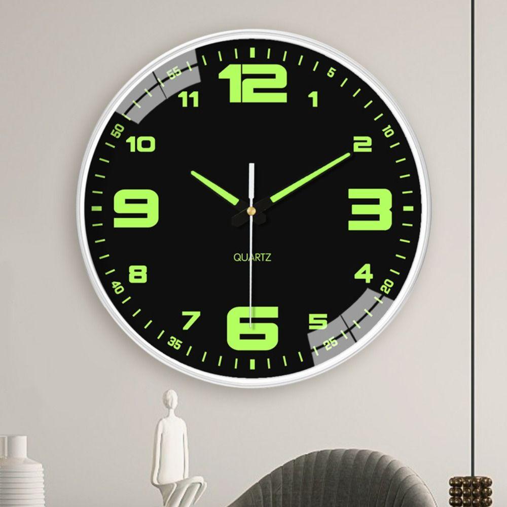 12 Inch Luminous Wall Clock Silent Non Ticking Round Plastic Modern Digital Clock for Living Room Home Office