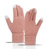 Women's Winter Velvet-Lined Touchscreen Knit Gloves - Cute, Thick, Korean Style, Cold-Proof