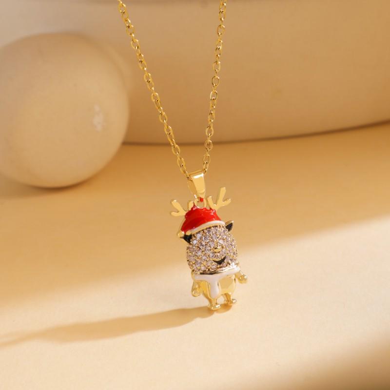 Christmas Necklace Women Titanium Steel Festive Design Trendy Accessory