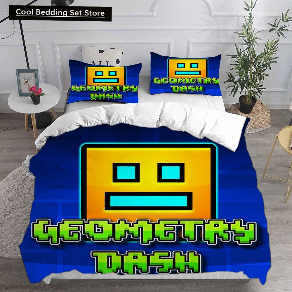 3D Geometry Dash Bedding Sets Comforter Quilt Bed Cover Duvet Cover Pillow Case 2-3 Pieces Sets Bedroom Decoration Home Textiles