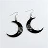 Gothic Moon Rose Flower Earrings