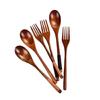 Simple Wooden Spoon Fork Set Long Handle Design For Deep Container Natural Finish Kitchenwares Durable Cooking Utensils