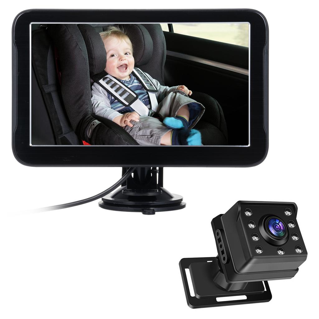 Baby Car Camera, Dual Channel 7 Inch Display with 2 IR Night Vision Cameras, 150°Wide View, 1080P