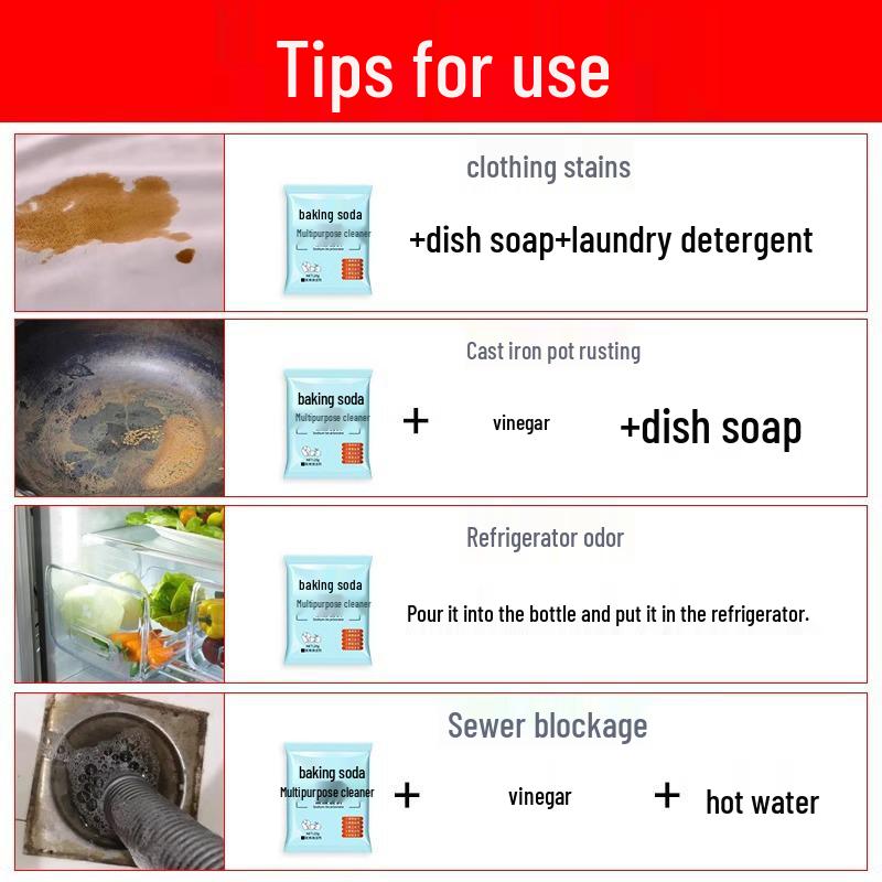 Powerful Baking Soda Stain Remover for Clothes, Kitchen, Tile, and Glass Cleaning