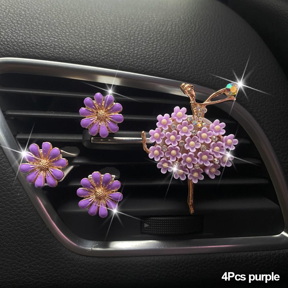 Tjej Bil Luftkonditioneringsventil Tusensköna Parfymklämma Utsökt Dekoration Söta Tillbehör Allt för Biltillbehör för Kvinnobilar