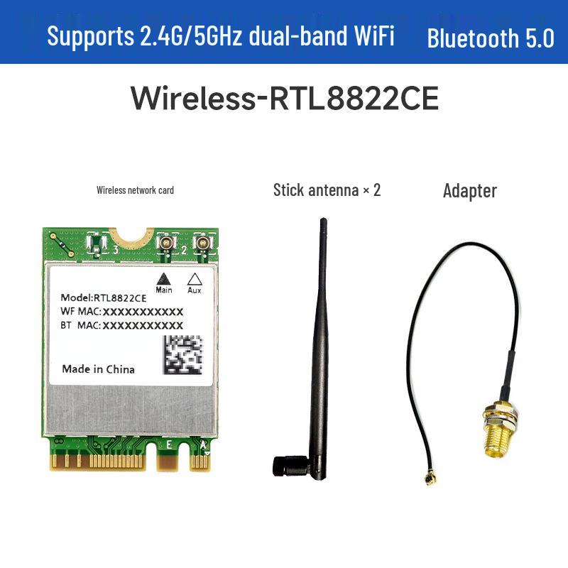 RTL8822CE Dual-Band WiFi5 Network Card with High Speed, Low Latency, Low Power, and Bluetooth 5.0