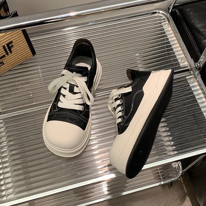 

Thick Soled Women s White Shoes Summer Student Niche Fashion Versatile Board Shoes Casual Shoes Sports Shoes 40 чёрный