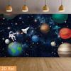 2D Flat Outer Space Banner Kids Space Adventure with Astronaut, Rocket & Solar System Backdrop