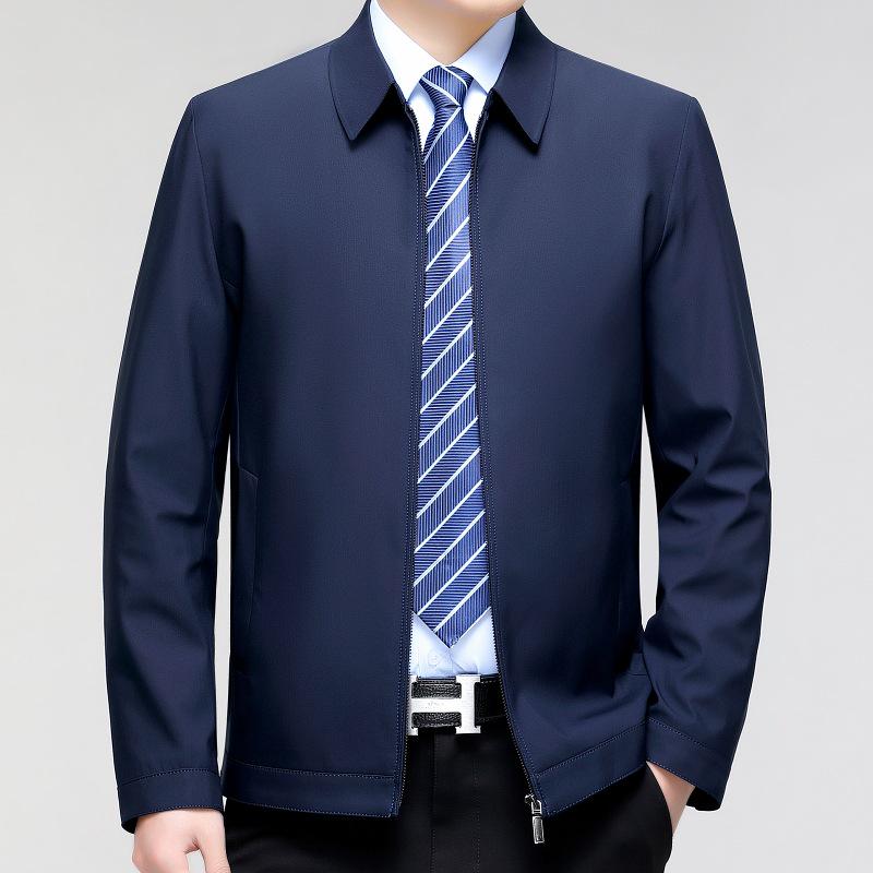 2024 Spring Business Casual Turn-Down Collar Jacket for Middle-Aged Men