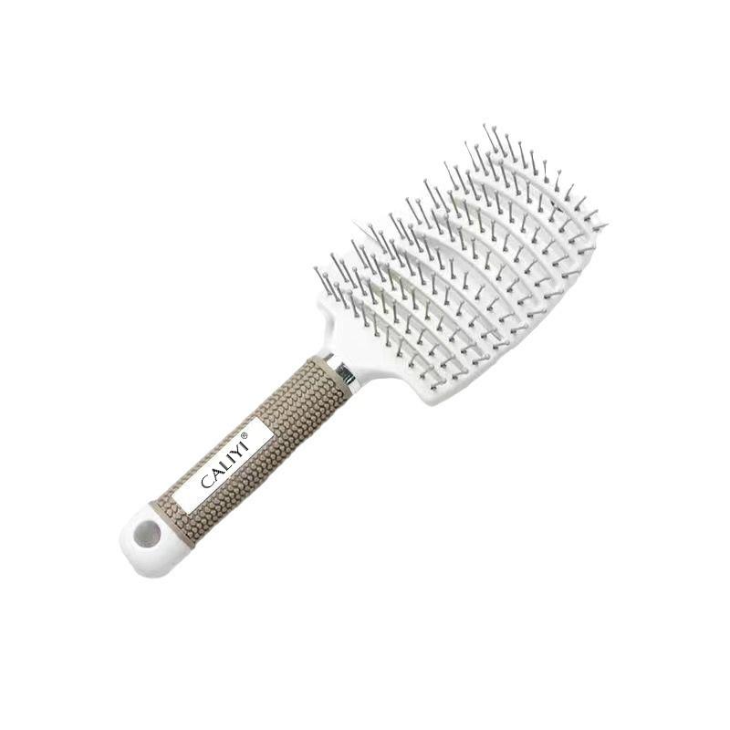 Brosse Peigne à Cheveux Professionnelle Courbée Ventilée pour un Séchage au Sèche-Cheveux Plus Rapide Brosse Démêlante à Palette pour Cheveux Mouillés Secs Bouclés Lisses