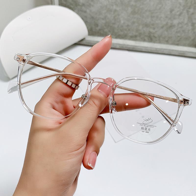 Retro Tr Anti-Blue Glasses Women'S Street Photography Plain Glasses Frame Flat Glasses 01247