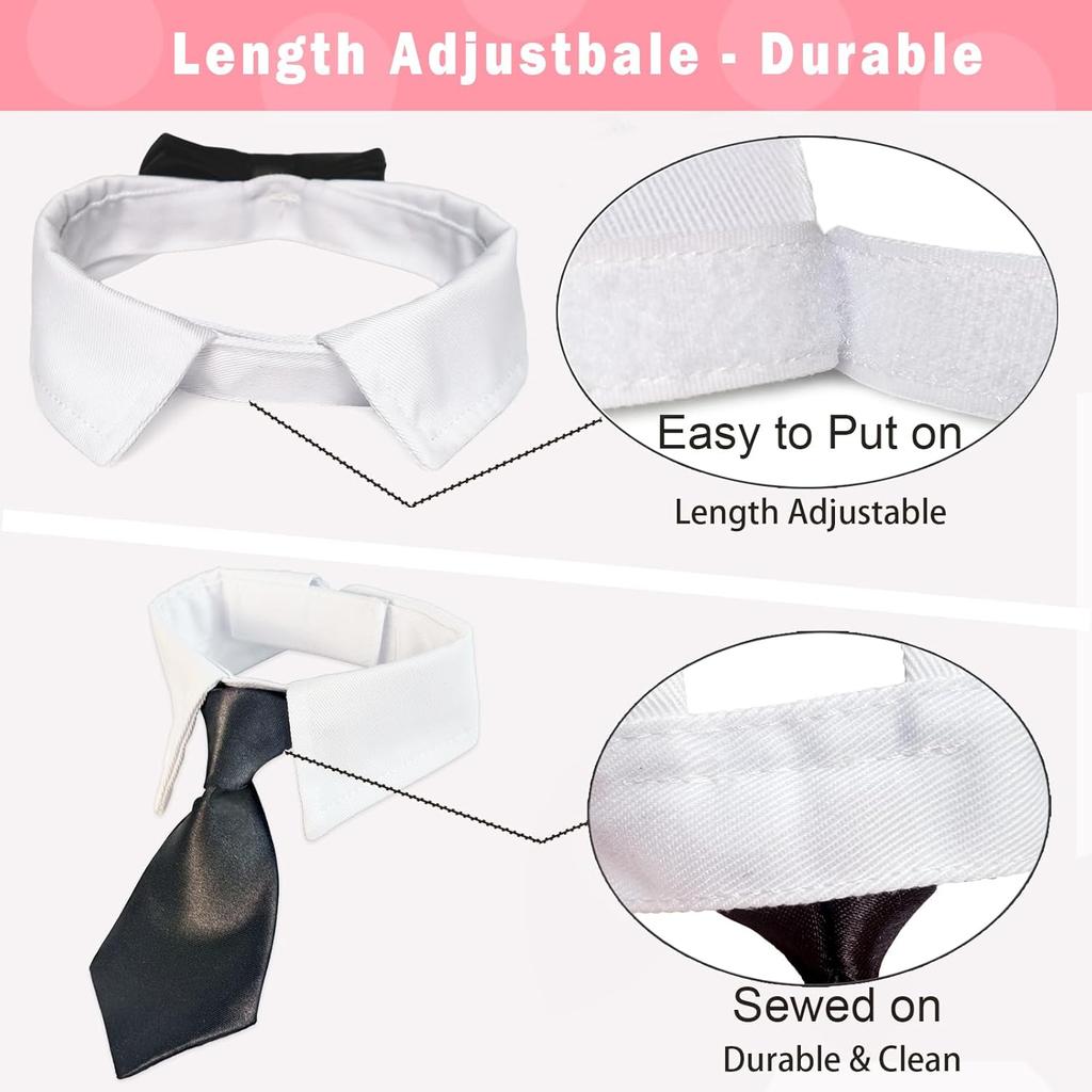 Cat Bow Tie, KOOLMOX Bowtie Cat Collar Adjustable with Various Bow Ties for Dogs, Male Pet Necktie for Small Puppy Boy Dog Collars Wedding Outfit