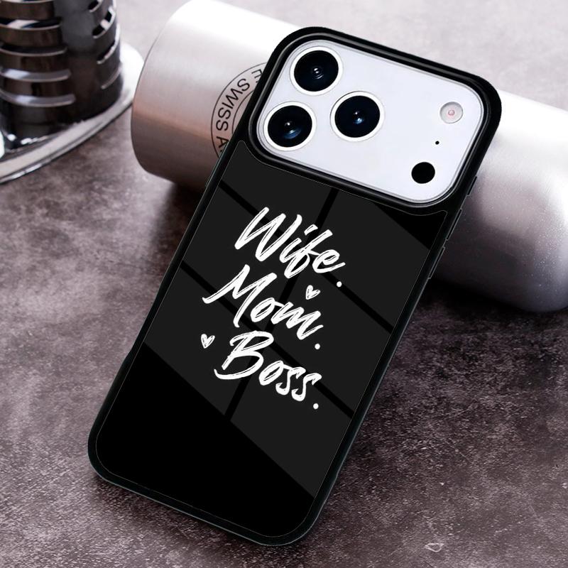 Wife Mom Boss Quotes Phone Case For iPhone 17,16e,15,14,13,12,11,Mini,Pro,MAX soft Silicone Cover