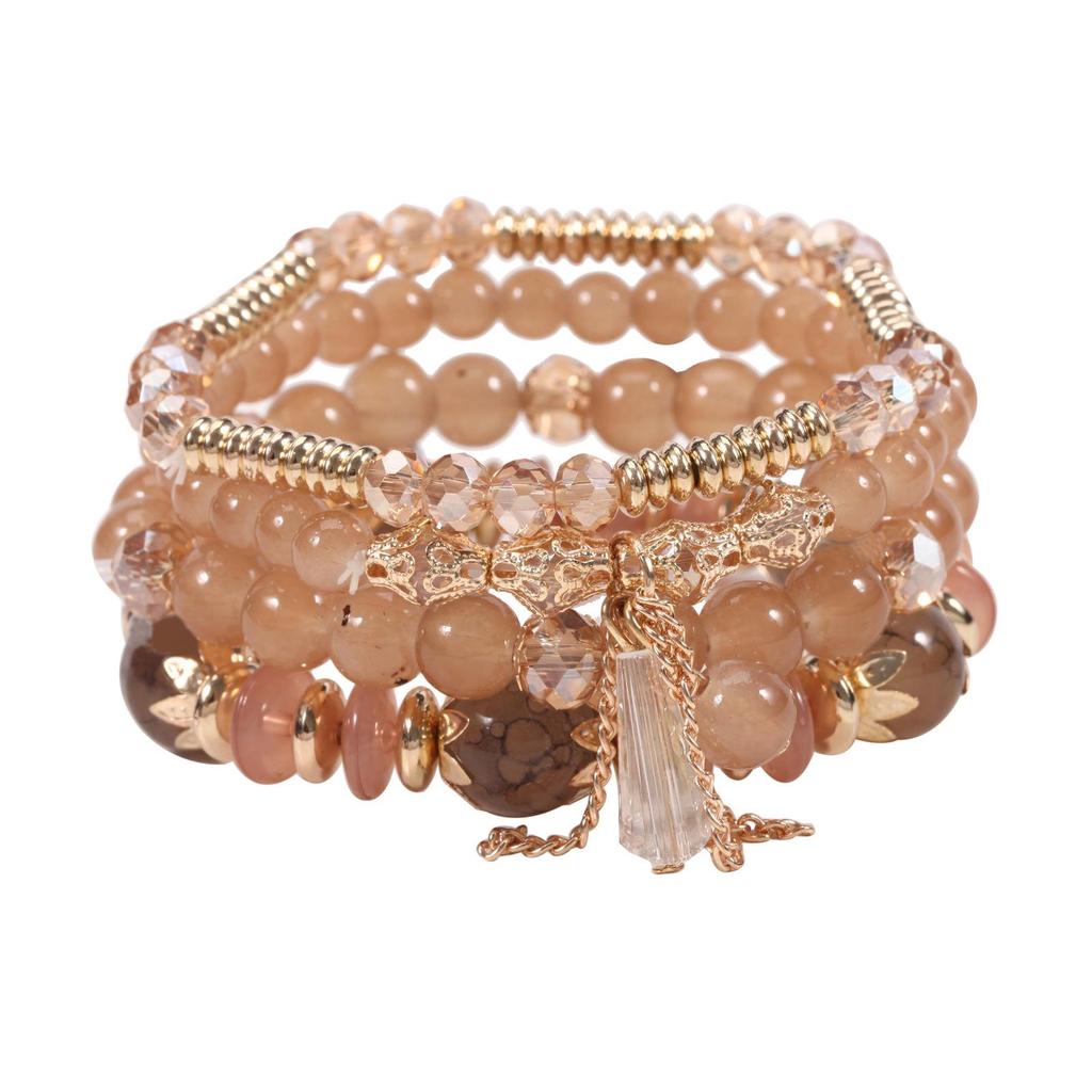 Bohemian Multi-Layer Wooden Beaded Elastic Bracelet