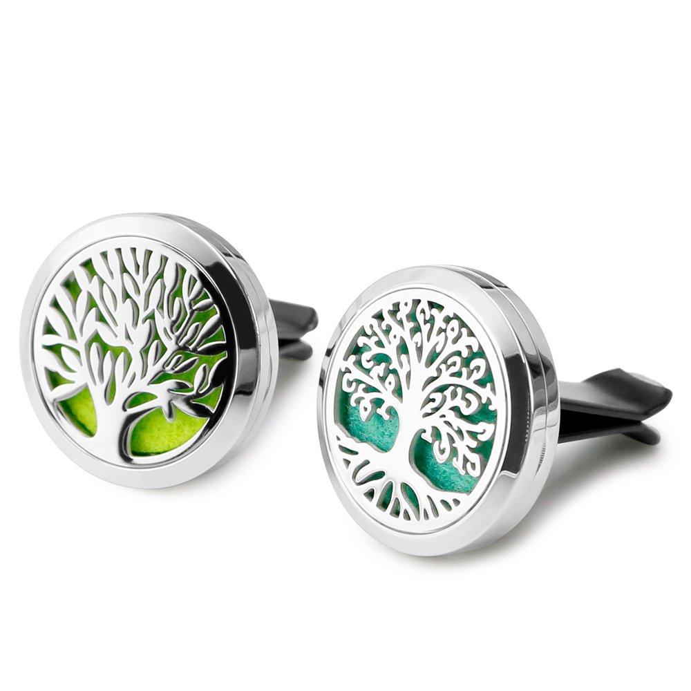 Car Air Freshener, 2PCS 30mm Stainless Steel with Vent Clip 12 Felt Pads