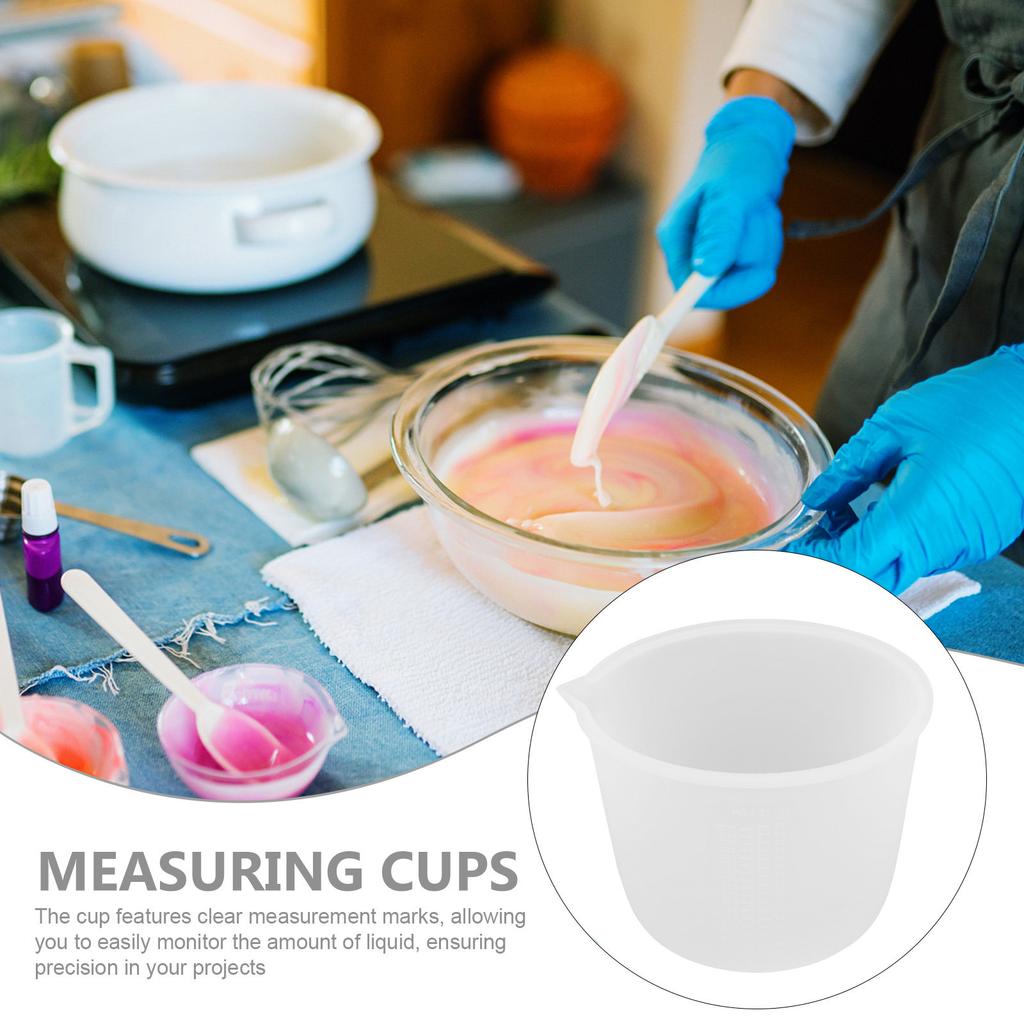 Large Silicone Measuring Cup 1000Ml Flexible Heat Resistant for Resin Casting DIY Crafts Silicone Mixing Cups with Clear Marks