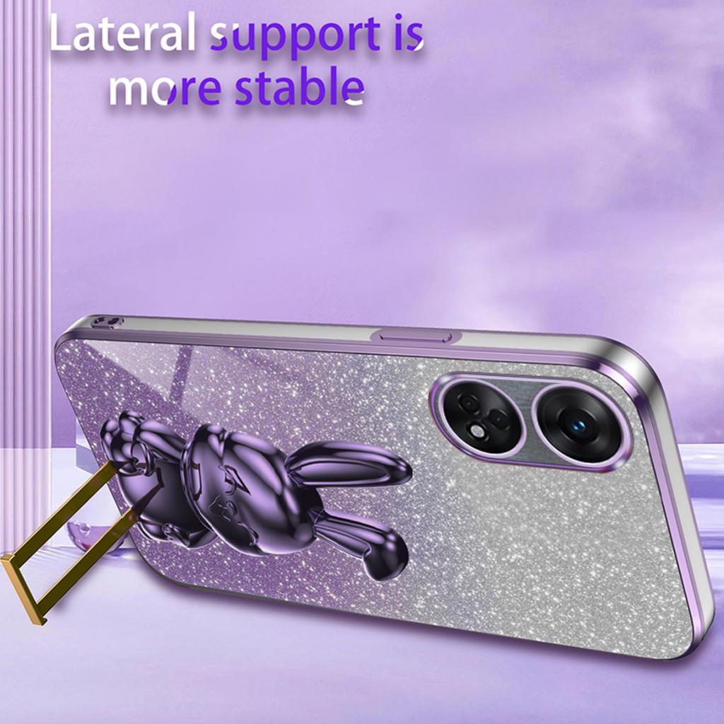 For Oppo Reno8 T 4G Cell Phone Case Glitter Pull-out Kickstand PC+TPU Drop Protection Cover