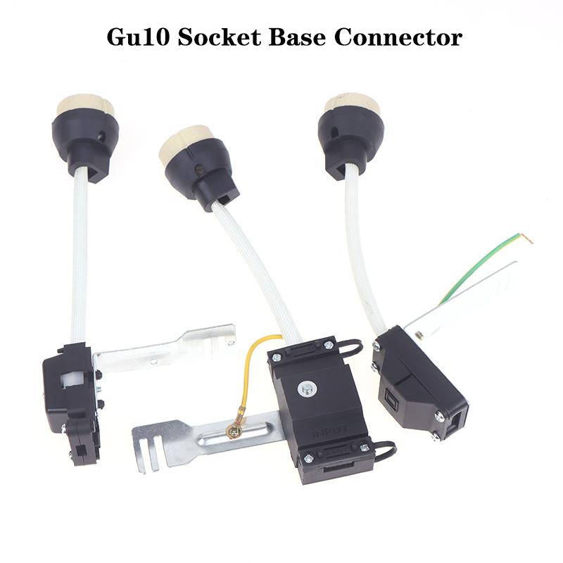 Gu10 Lamp Holder Ceramic Base And Terminal Block/Bridge W Cable And Insulating Sleeve For Gu10 Base Halogen Socke Gu10 Led Bulb