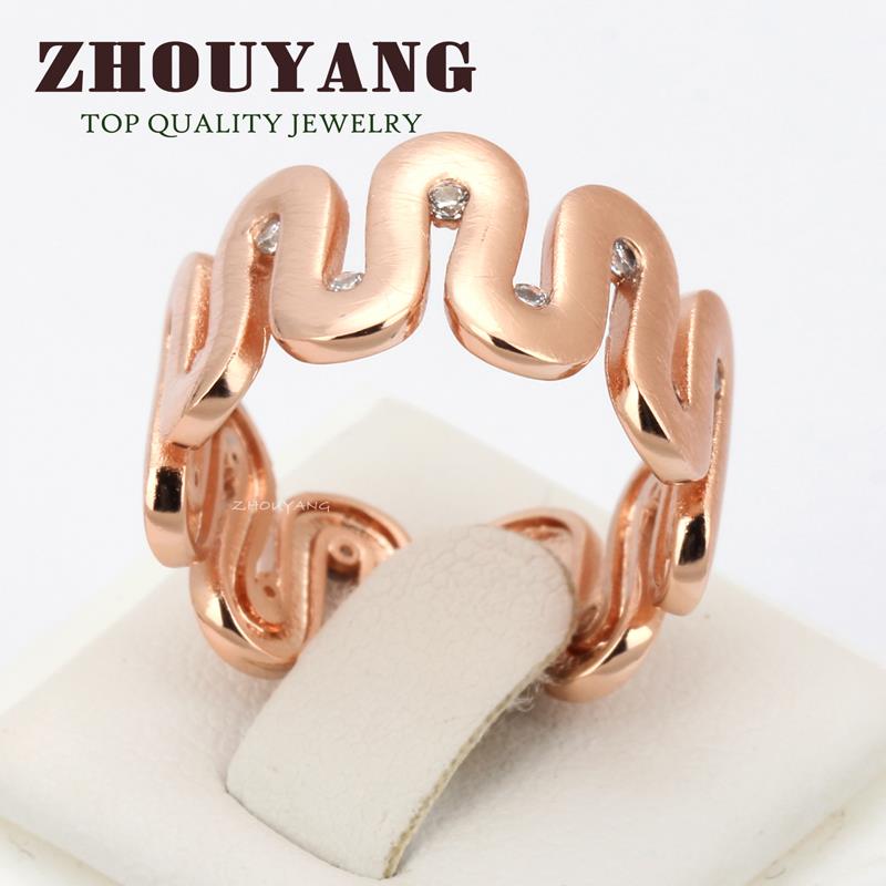 INS Flow Design Wire Drawing ring for women simple Process Rose Gold Color Ring Fashion Austrian Crystals  jewelry wholesale