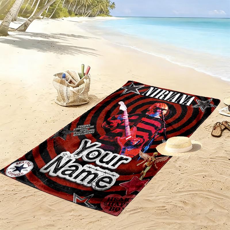 Name Custom Nirvana Print Beach Towel, Large Soft Quick Dry Towel for Beach Camping Swimming