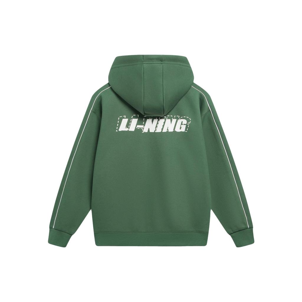 Li Ning Lettered Cardigan Hooded Long Sleeve Sports Jacket Unisex Jacket Fog-Pine-Green AWDU857-2