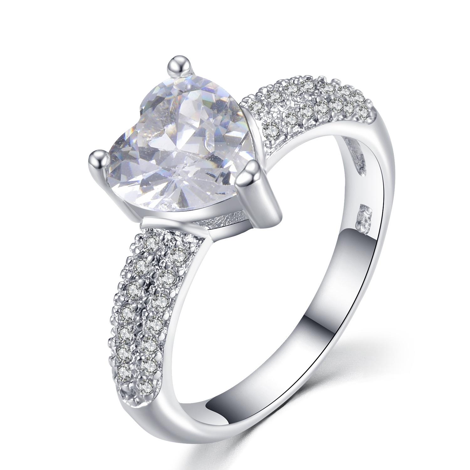 

Кольцо с цирконом в форме сердца «Восемь сердец и восемь стрел» с платиновым покрытием в качестве головного аксессуара 6