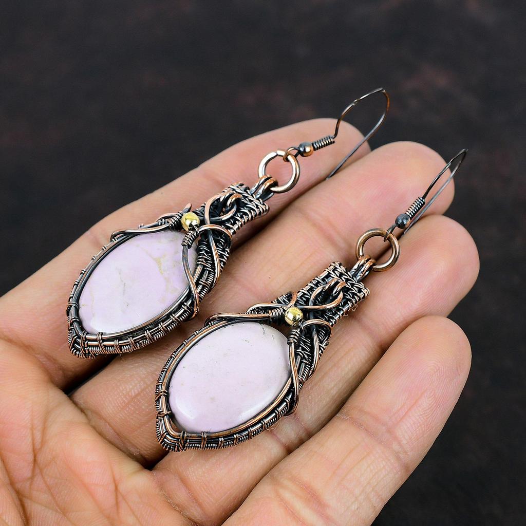 Phosphosiderite Earring Copper Wire Wrapped Gemstone Jewelry Handmade Earring Phosphosiderite Jewelry Copper Wire Earrings Engagement Gifts
