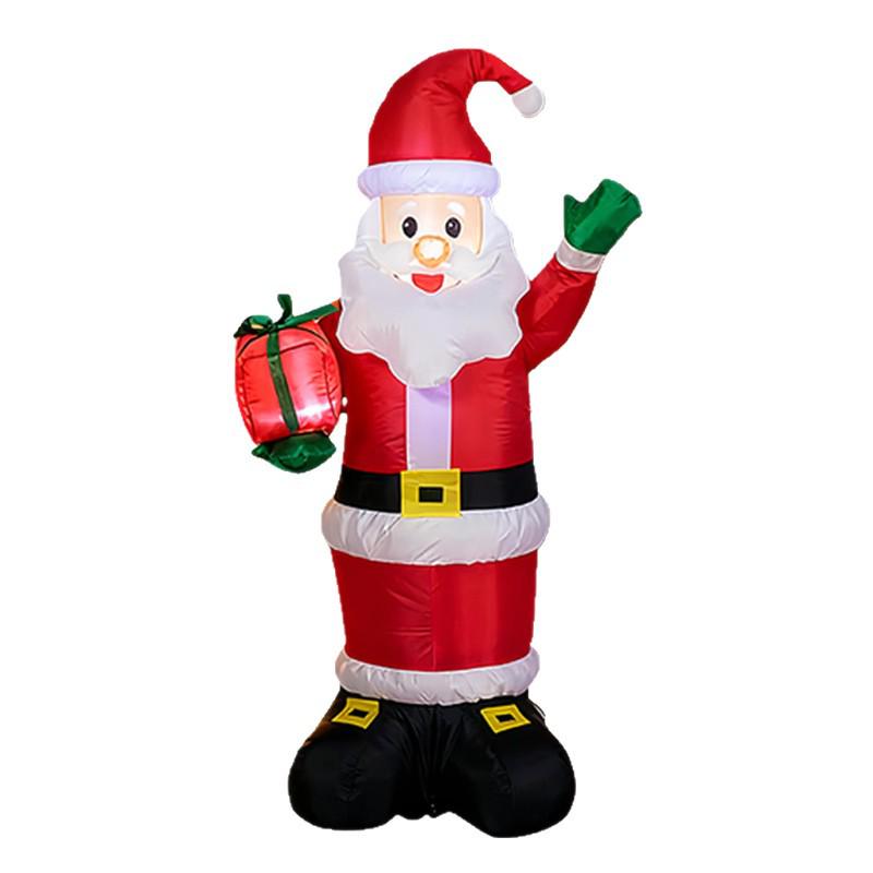 Babbo Natale Gonfiabile Luminoso da 1,2 m con Scatola Regalo per Decorazione del Giardino di Natale