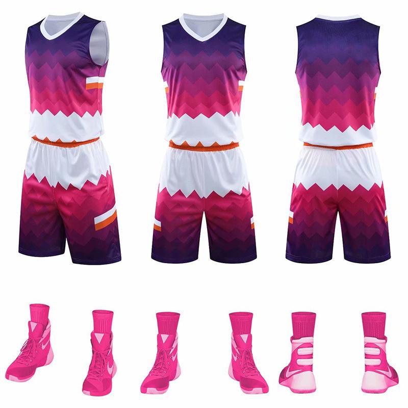 Basketball Jersey Set Student Game Jersey Children'S Training Jersey Gradual Change Personalized Printing Pattern Adult Jersey Men And Women