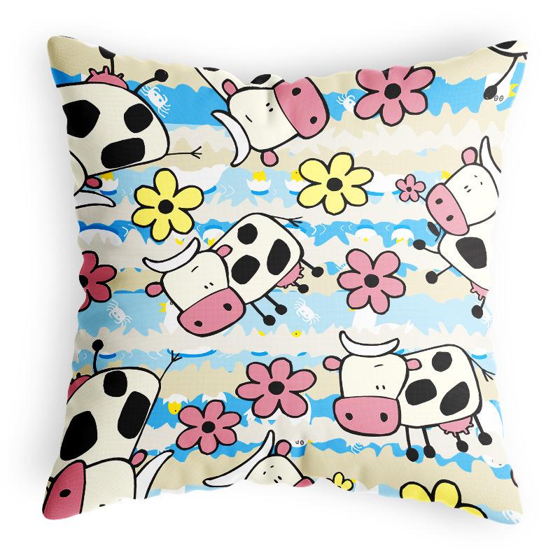 Small Fresh Pillowcase Multi-color Cartoon Cute Children's Chair Cushion Cover Square Dopamine Velvet Pillowcase