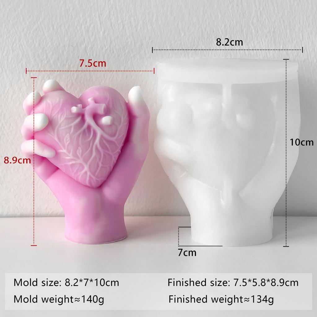 Heart Candle Mold Hand Holding Heart Silicone Mold DIY Aromatherapy Plaster Craft Home Decor Gift