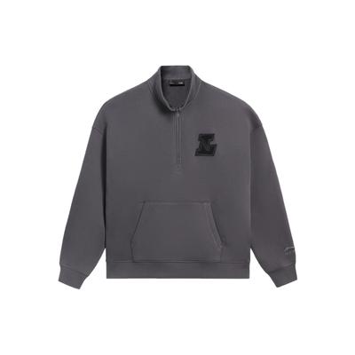 Li-Ning Série Mode Sport Pull-over à Col Montant et Manches Longues Unisexe Hauts Gris Terre AWDSA05-1