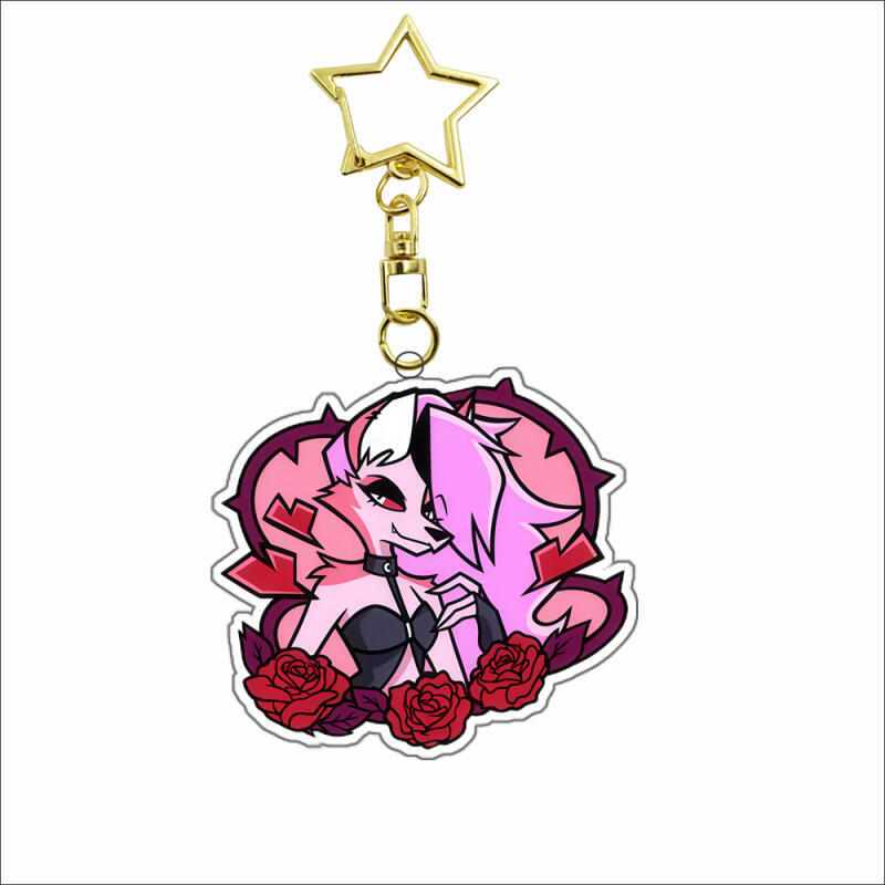 Acryl Schlüsselanhänger für Helluva Boss Verosika Mayday Satan Emberlynn Pinkle Ozzie Loona Glitz Glam Anime Acryl Schlüsselanhänger Anhänger