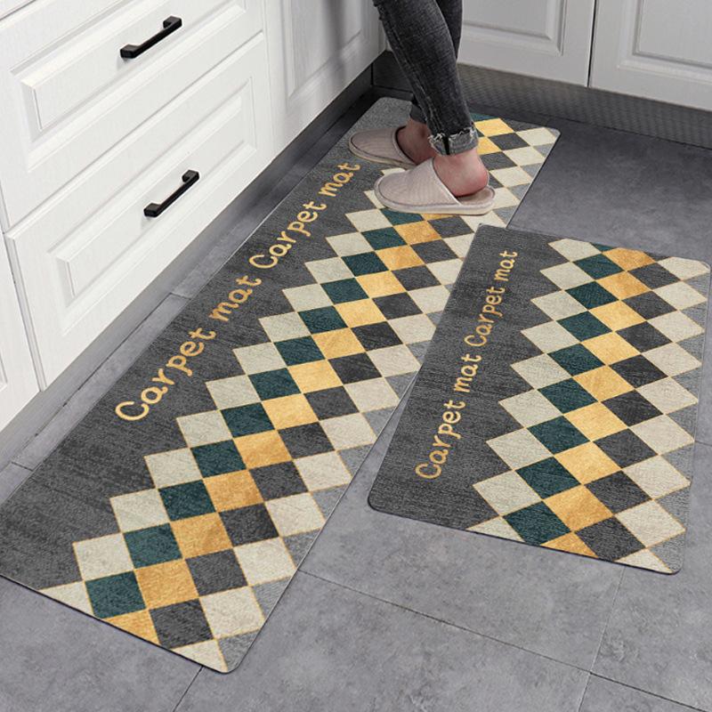 Kitchen Floor Mat Leather Washable and Scrubable Carpet Floor Mat Pattern