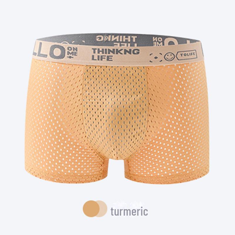Men's Ice Silk Breathable Mesh Boxer Briefs - Quick-Dry, Seamless, and Skin-Friendly Mid-Waist Underwear