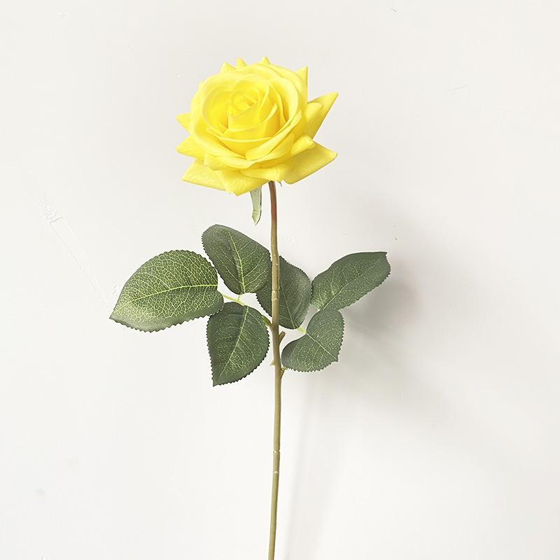 Single Branch Simulated Rose, Glued Moisturizing Rose Curled Edge Rose Simulated Bouquet Home Decoration