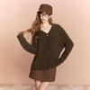 Sancai 2026 Winter Striped V-Neck Knit Cardigan