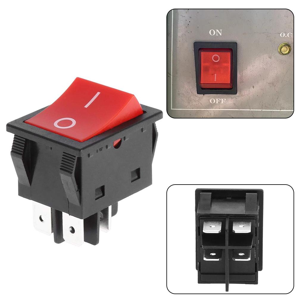 Welding Machine 30A 120/250V High Current Red Copper Rocker Power Button Switch 4Pin With Light  ON-OFF Electrical Accessories