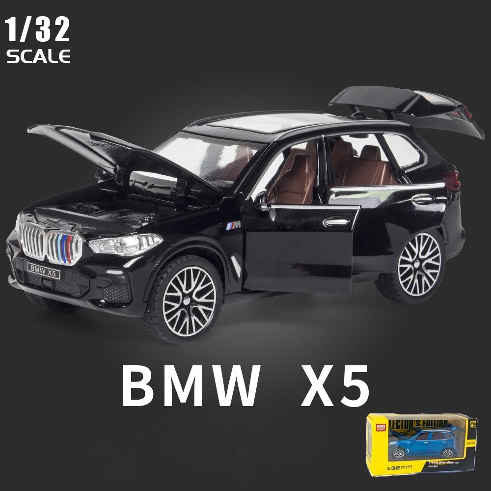 1/32 BMW X5 SUV Alloy Off Road Diecast Model Simulation Sound Light Toy Trendy Decorative Ornament Birthday Present for Friends