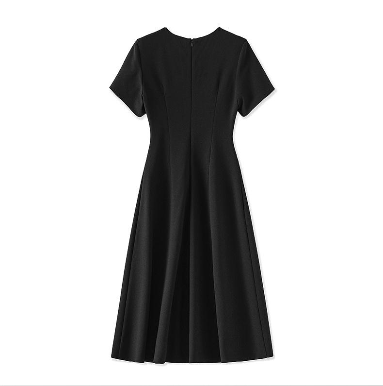 Socialite Beaded Skirt High-End Waist-Slimming Pleated Dress for Women - Summer Edition